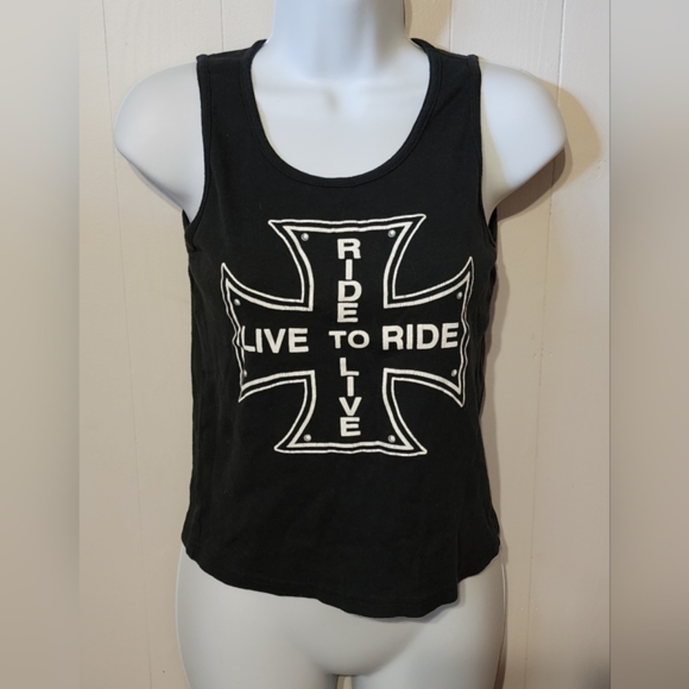Live to Ride Ride to Live Tank‎ Top Black Large QH A170